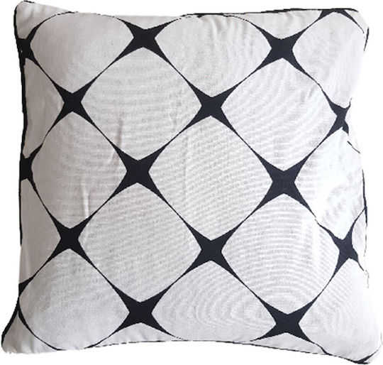 Home Design Dekorativer Kissenbezug Weiß-Schwarz 45x45cm Home Design Dekorativer Kissenbezug Weiß-Schwarz 45x45cm