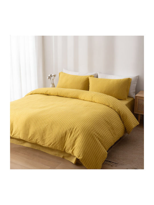 MayHome Set Coverlet Single Cotton Satin Yellow 160x240cm 2pcs