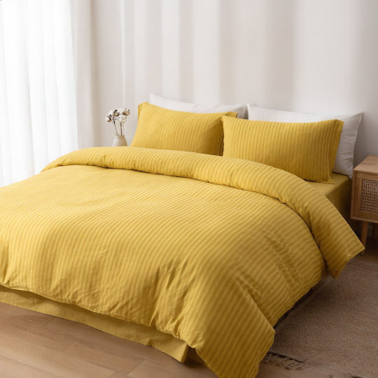 MayHome Σετ Κουβερλί Μονό Βαμβακοσατέν Κίτρινο 160x240cm 2τμχ