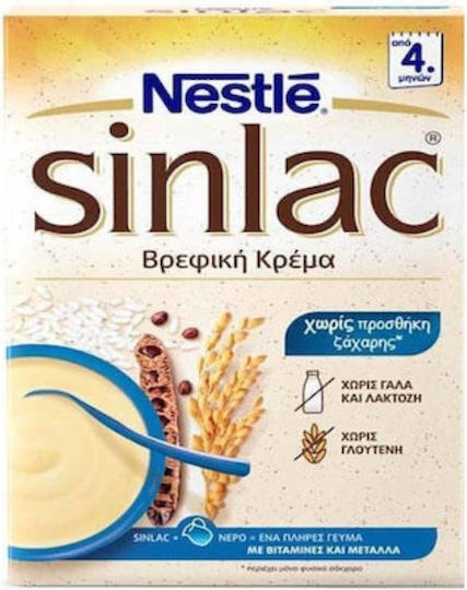 Nestlé Βρεφική Κρέμα Sinlac Χωρίς Γλουτένη για 4m+ 500gr