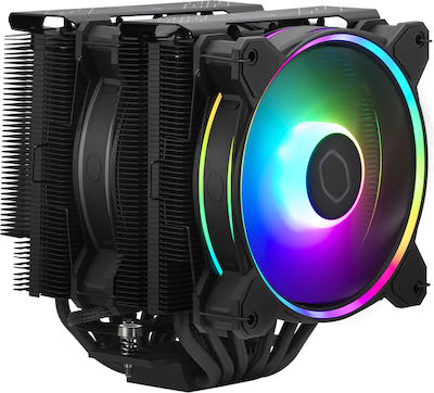 CoolerMaster Hyper 622 Halo Black Ψύκτρα Επεξεργαστή Διπλού Ανεμιστήρα για Socket AM4/AM5/1200/115x/1700 με ARGB Φωτισμό