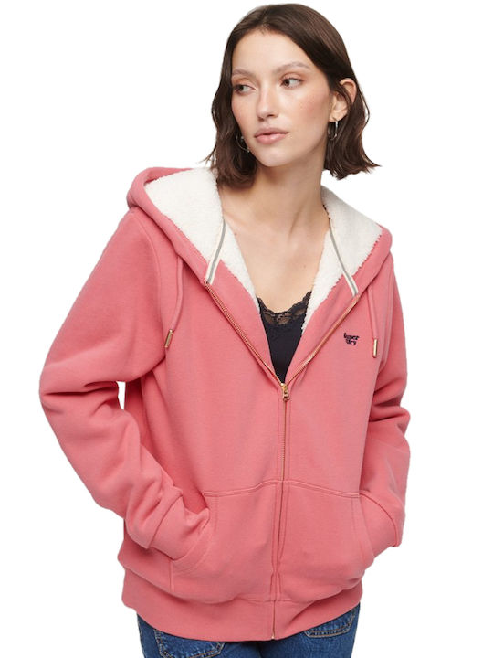 Superdry Essential Borg Women's Cardigan Camping Pink