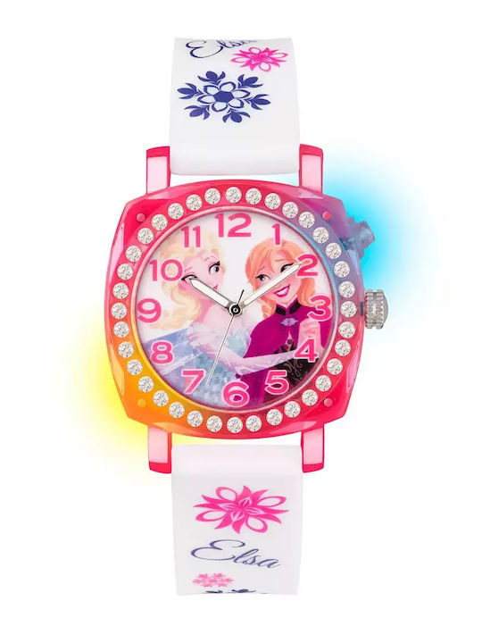 Disney Ceas analogic pentru copii Frozen cu curea din cauciuc/plastic Alb