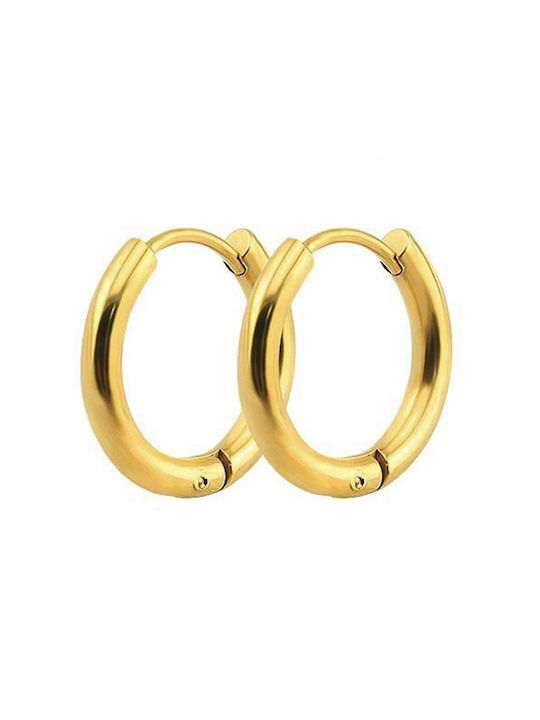 Theodora's Jewellery Men's Earrings Hoops from Steel Gold Plated