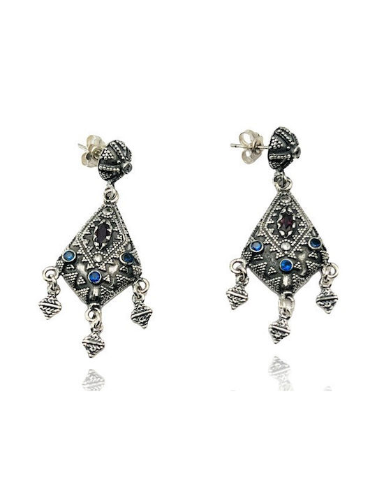 Earrings Dangling made of Silver with Stones