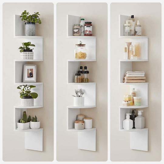 Corner Wall Shelf White 20x20x127.5cm