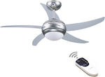 Gruppe Ceiling Fan 112cm with Light and Remote Control Silver