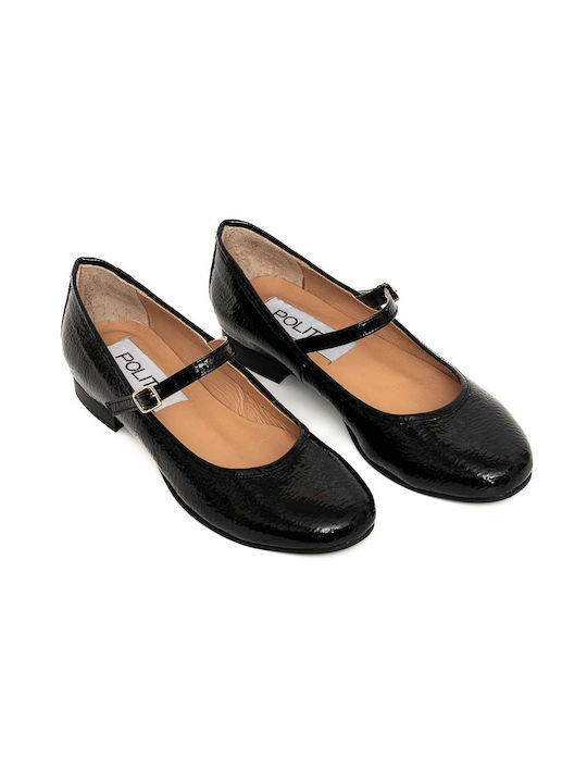 Politis shoes Γυναικείες Μπαλαρίνες από Λουστρίνι σε Μαύρο Χρώμα