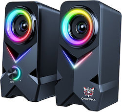 Onikuma L2 Computerlautsprecher 2.0 mit RGB-Beleuchtung und Leistung 10W in Schwarz Farbe