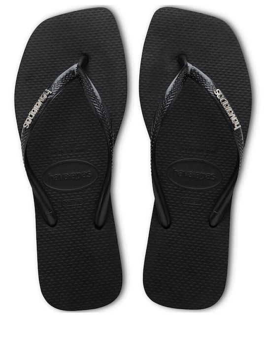 Havaianas Square Logo Metallic Flip Flops In Bl...