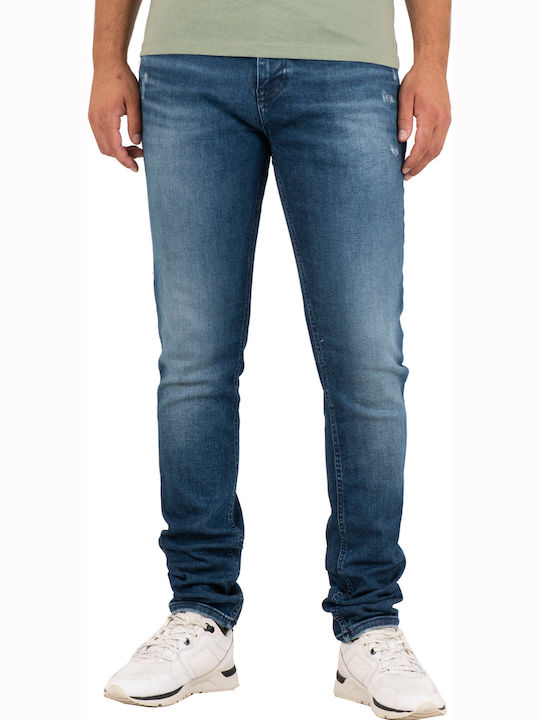 Austin Men's Elastic Jeans Pants With Slim Tapered Fit Blue