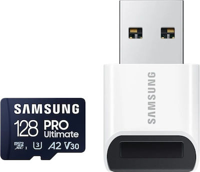 Samsung PRO Ultimate microSDXC 128GB Clasa 10 U3 V30 A2 UHS-I cu cititor USB