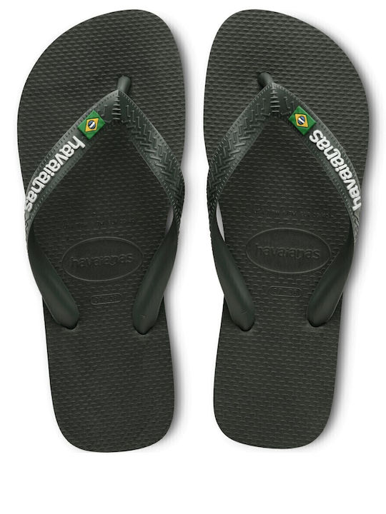 Havaianas Brasil Logo Men's Flip Flops Khaki