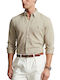 Long-sleeved Cotton Shirt Beige