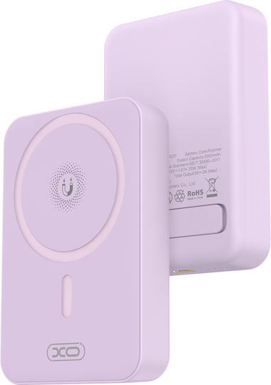 XO PR231 MagSafe Power Bank 10000mAh 15W με Θύρα USB-C Quick Charge 2.0 Μωβ