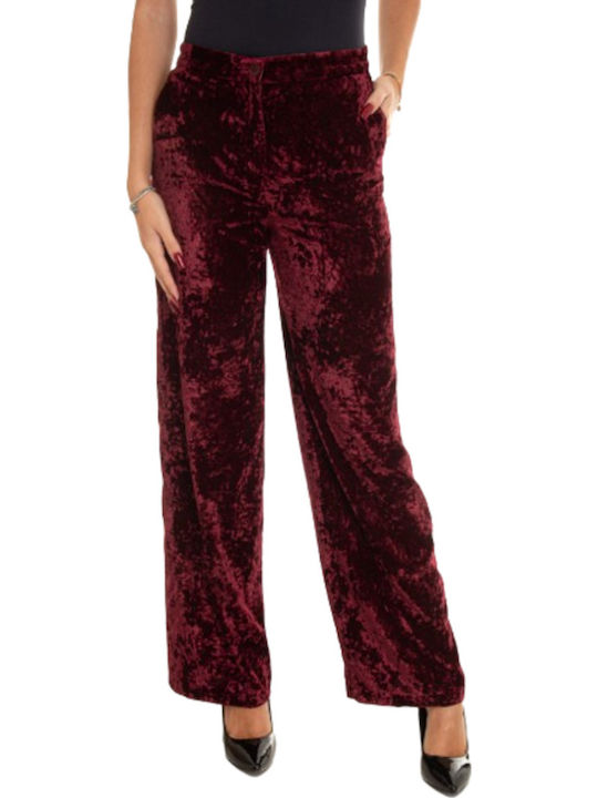 Women's Fabric Trousers Burgundy.