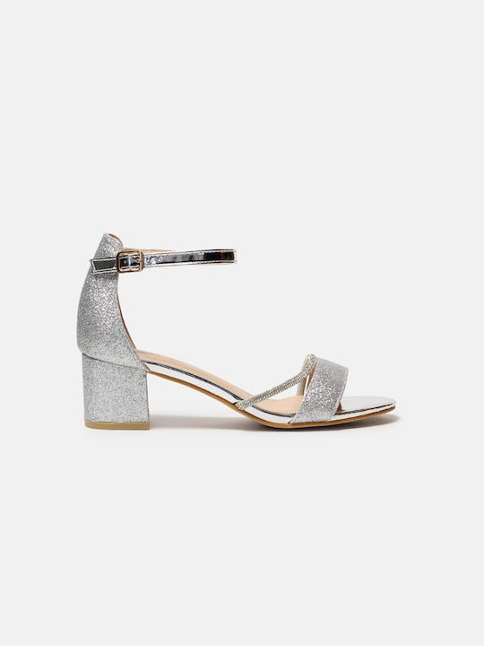 InShoes Women's Sandals with Ankle Strap Silver