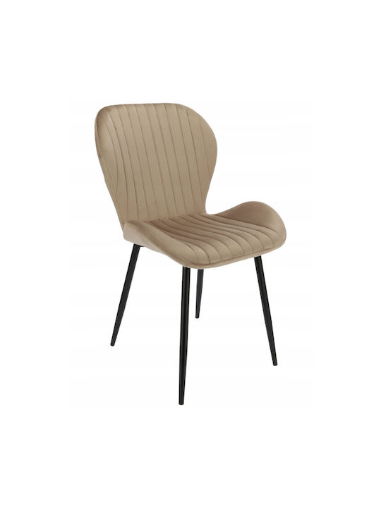 Veira Kitchen Velvet Chair Beige 52x57x85cm