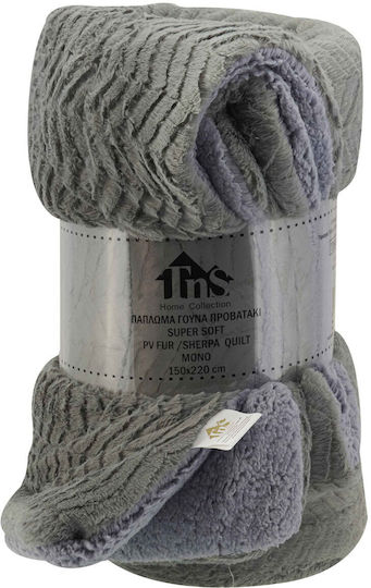 TnS Super Soft Furry Double Blanket 200x220cm Gray