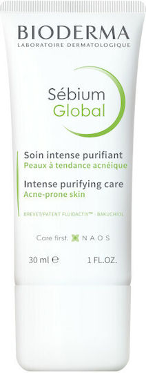 Bioderma Sebium 24ωρη Ενυδατική Λεπτόρρευστη Κρέμα Προσώπου κατά των Ατελειών & της Ακμής με Bakuchiol & AHA 30ml