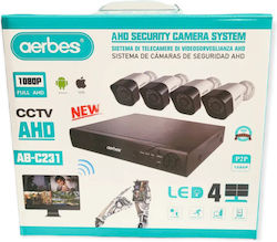 Aerbes Σύστημα Παρακολούθησης 4 Καμερών CCTV 1080p Aerbes Σύστημα Παρακολούθησης 4 Καμερών CCTV 1080p