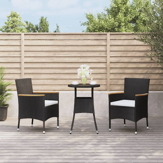 Garten- und Outdoor-Möbelsets Wohnbereich 3 Stück Schwarz mit Kissen