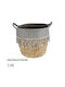 GloboStar Syros Übertopf Rattan Beige mit Gestell 25x25x22εκ.