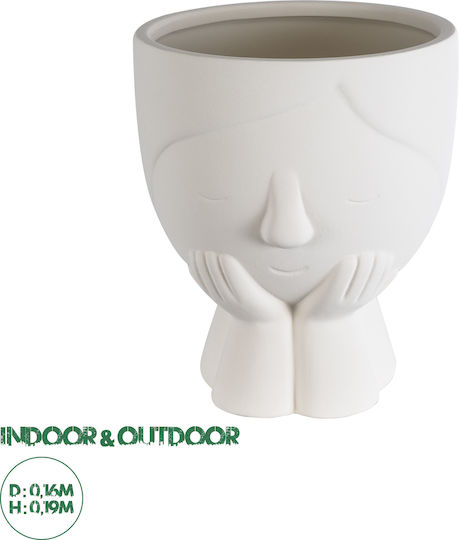 GloboStar Tokyo Ghiveci Ceramică Alb cu suport 16x16x19εκ.