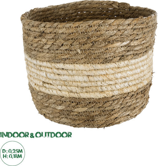 GloboStar Kythira Planter Rattan Brown with Stand 25x25x18cm.