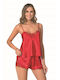 Primoda Winter Satin Babydoll Red