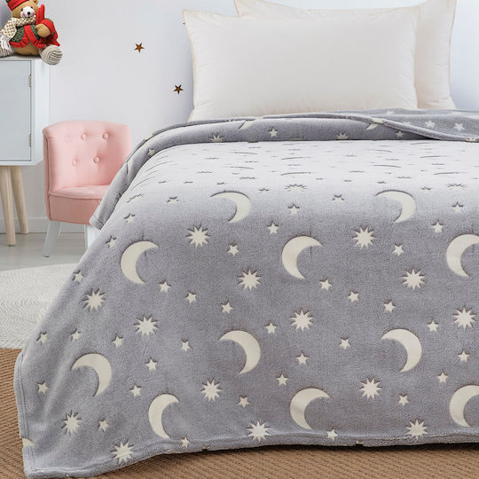Beauty Home Κουβέρτα Fleece Art Φωσφορίζουσα Γκρι 160x220εκ.