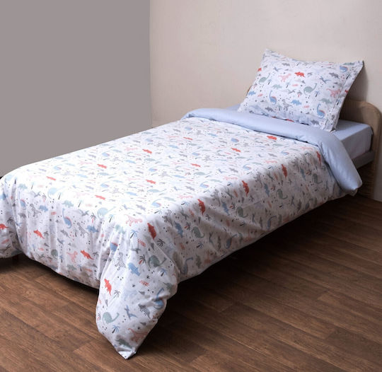Viopros Kids Sheets Set Single with Elastic Band Cotton White 100x200cm 3 Pieces