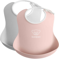 BabyBjorn Bib Fabric Powder Grey/Pink 2pcs