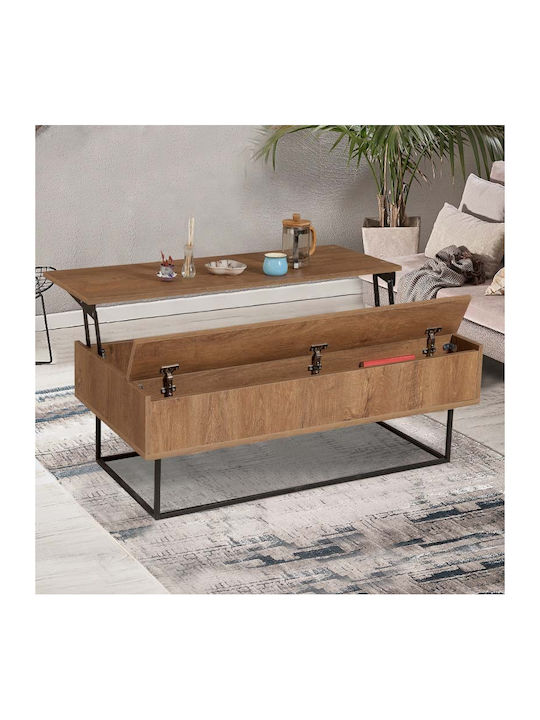 Rectangular Central Coffee Table Amedeo Wooden with Lifting Mechanism and Walnut Drawers W120xL60xH43cm