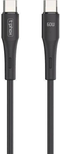 T-Phox Gentle USB 3.0 Cable USB-C male - USB-C 60W Μαύρο 1m
