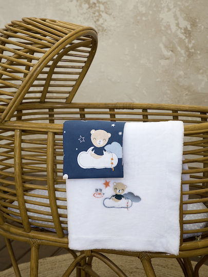 Nima Κουβέρτα Κούνιας Nighty Night Fleece Λευκή με Ζωάκι 110x140εκ.