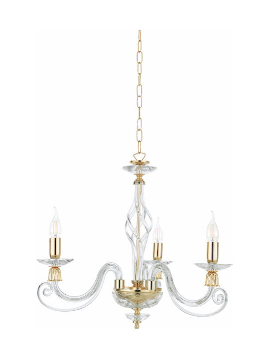 Ondaluce Chandelier with Crystals 3xE14 Transparent LP.1306/3-FUME