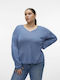 Vero Moda Women's Long Sleeve Sweater with V Neckline Coronet Blue