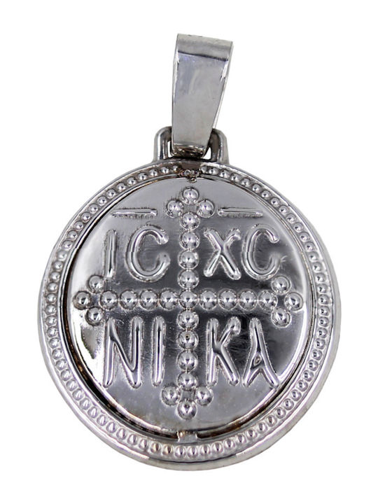 Roloi Kaliamanis Pendant Kids Talisman Double Sided Konstantinato made of White Gold 9K PM1248