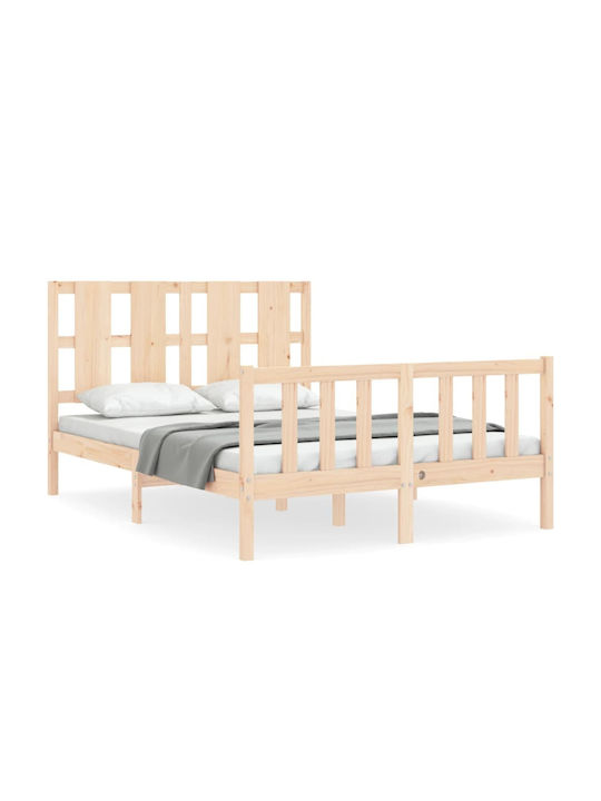 Κρεβάτι Μονό από Μασίφ Ξύλο Καφέ με Τάβλες για Στρώμα 100x190cm