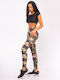 Training Damen Lang Leggings Formendefinition Hohe Taille & Push-up Khaki