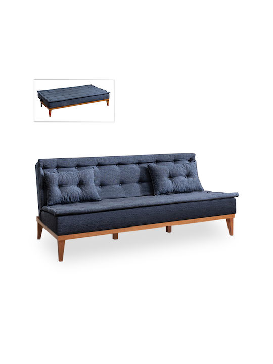 Veron Three-Seater Fabric Sofa Bed Dark Blue 180x80cm