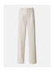 Women's High-waisted Fabric Trousers White