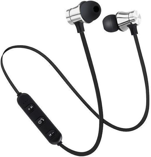 Sports Magnetic In-ear Bluetooth Handsfree Ακουστικά Ασημί