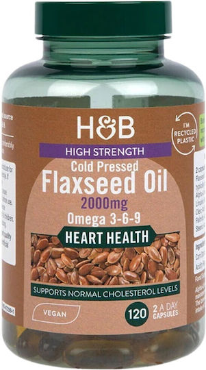 Holland & Barrett High Strength Cold Pressed Flaxseed Oil 2000mg 120 Mützen