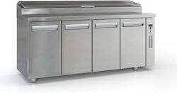 Inox Dobros Edelstahl Kühltisch Salat mit 3 Türen und Kühlaggregat L195xB70xH87cm