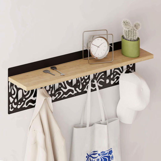 Megapap Wall Hanger Novo Metal 7 Hooks Black 80x20x12.2cm