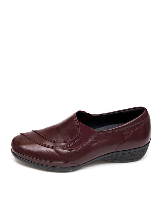 Anatomische Damen Slip-Ons Leder Burgundisch