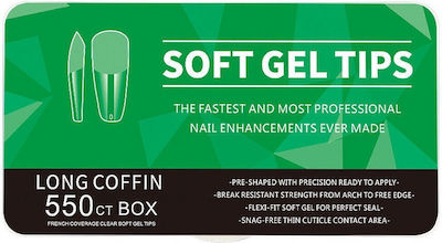 Long Coffin Soft Gel Tips Unghii False COSMO-12057