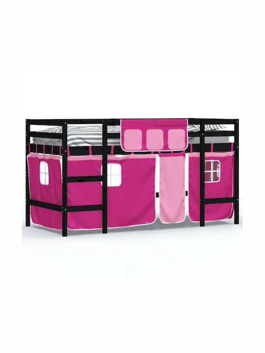 Παιδικό Κρεβάτι Υπερυψωμένο Μονό Ροζ για Στρώμα 90x200cm